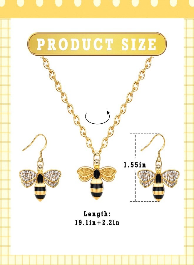 PLwelth Bee Jewelry Set for Women Bee Bumblebee Necklace Honey Bees Drop Earrings for Best Friend Sisters Cute Bees Gold Jewelry Set Statement Jewelrys Gifts for Her Birthday Christmas Graduation - Image 4